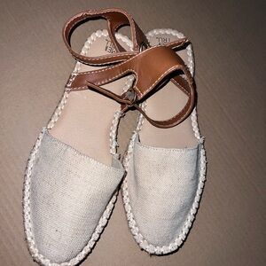 Women's Tan and Cream Espadrille Sandals 8 1/2